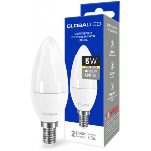 Светодиодная LED лампа GLOBAL C37 CL-F 1-GBL-133 5W 3000K 220V Е14 АP